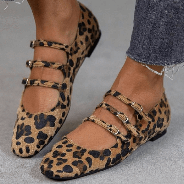 Charlotte | Leopard Buckle Flats