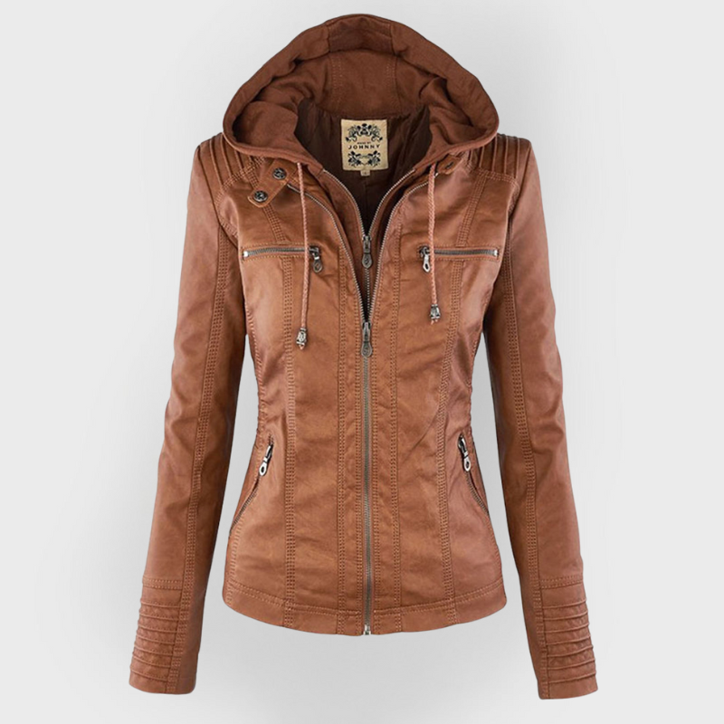 MP | Fashionable Leather Jacket with Hood