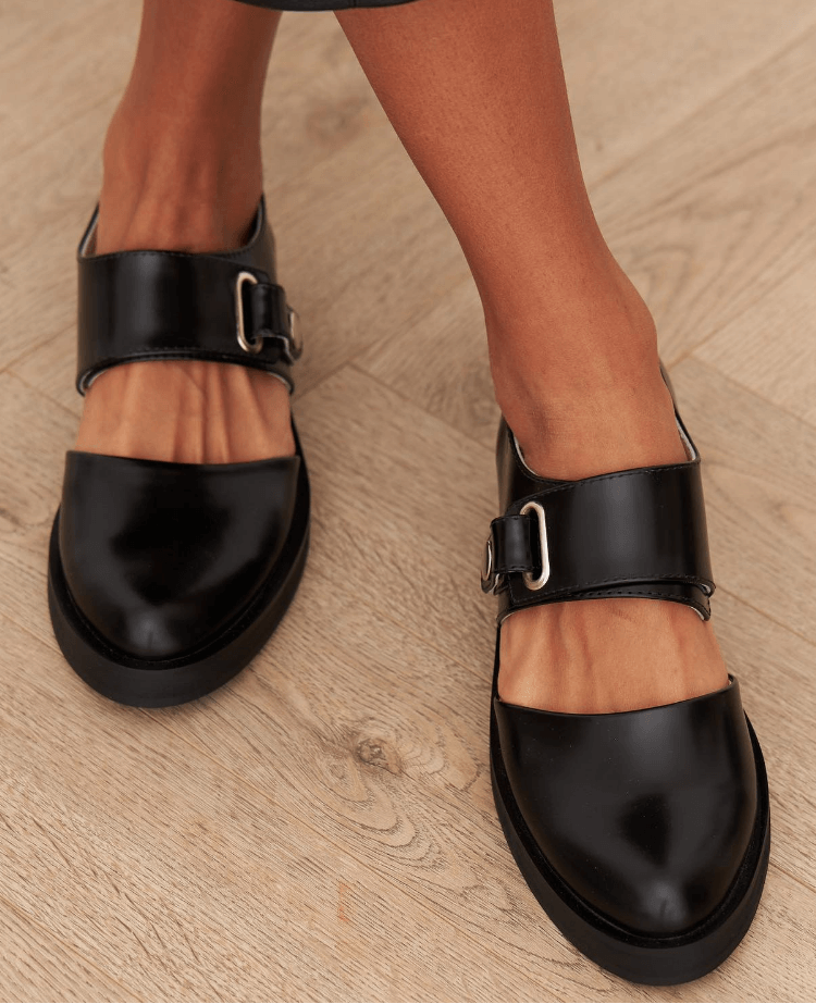 Angela | Black Buckle Loafers