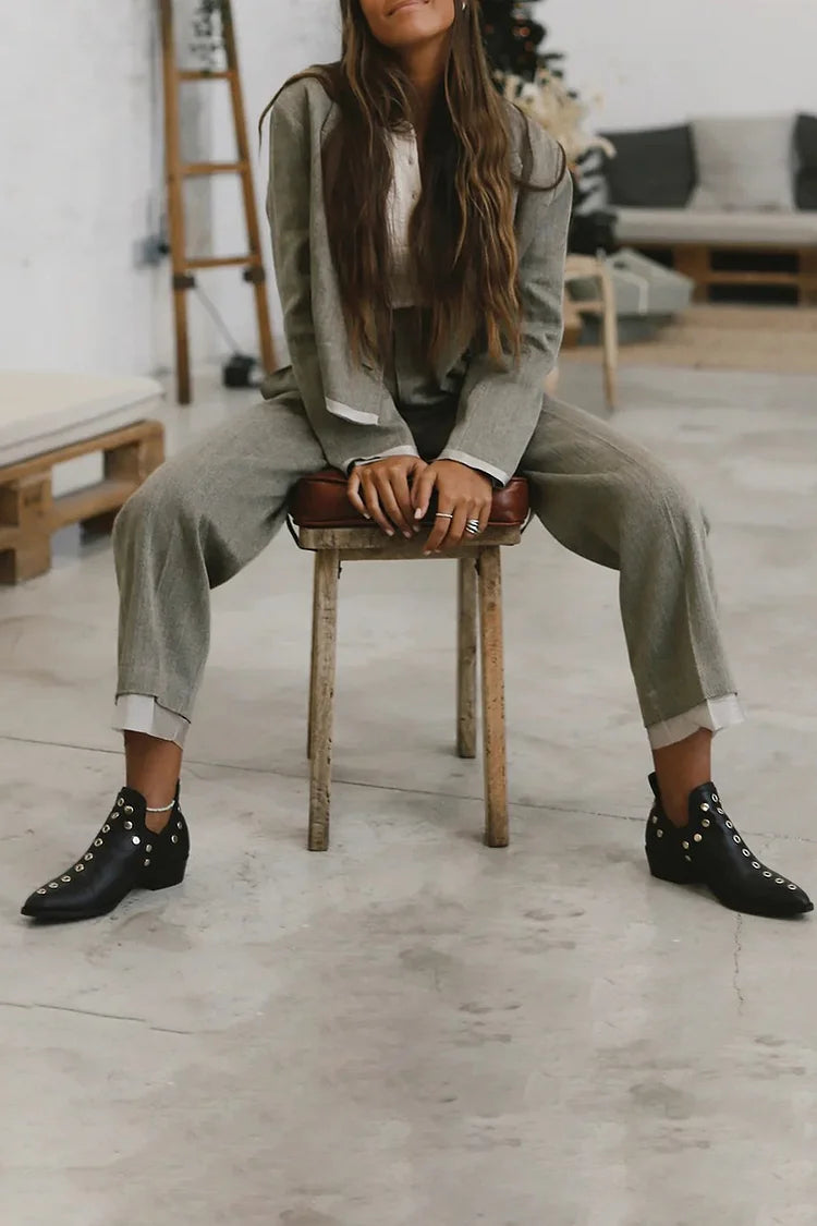 Brenda | Pointed Studded Ankle Boot