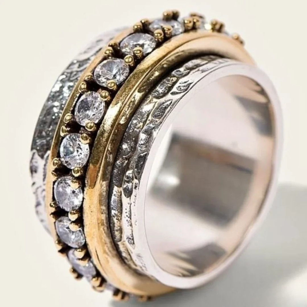 Vintage ring in gold-plated and silver-plated zirconium