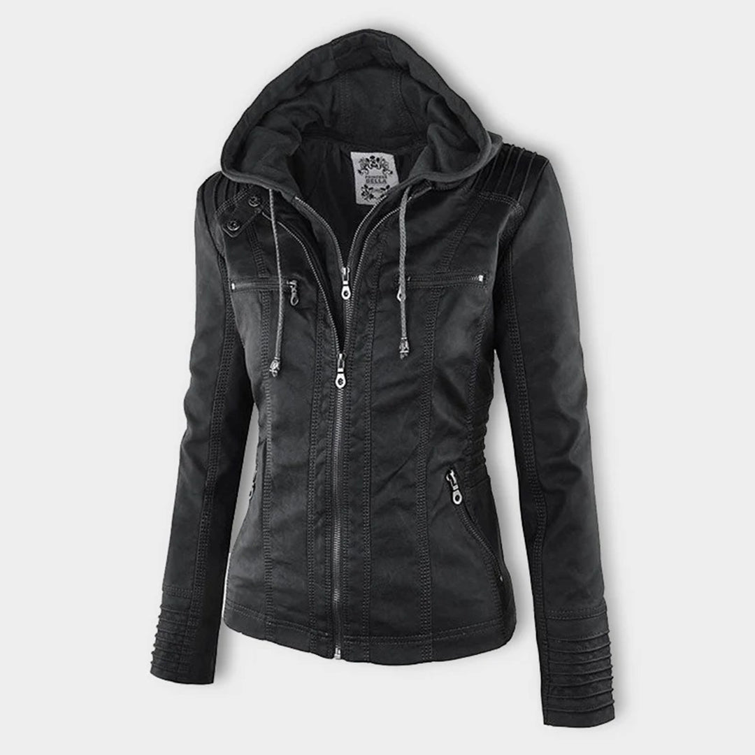 MP | Fashionable Leather Jacket with Hood