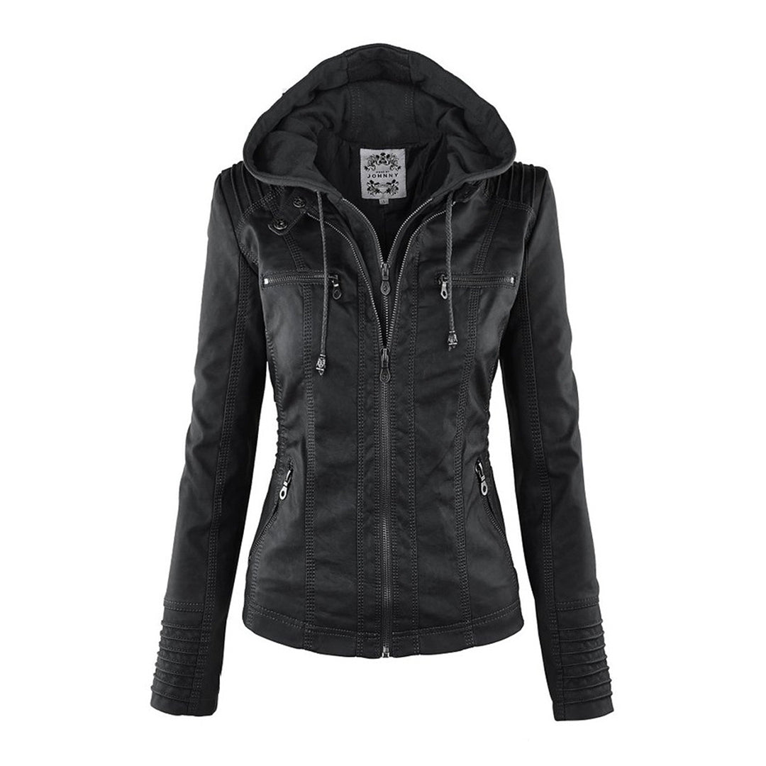 MP | Fashionable Leather Jacket with Hood