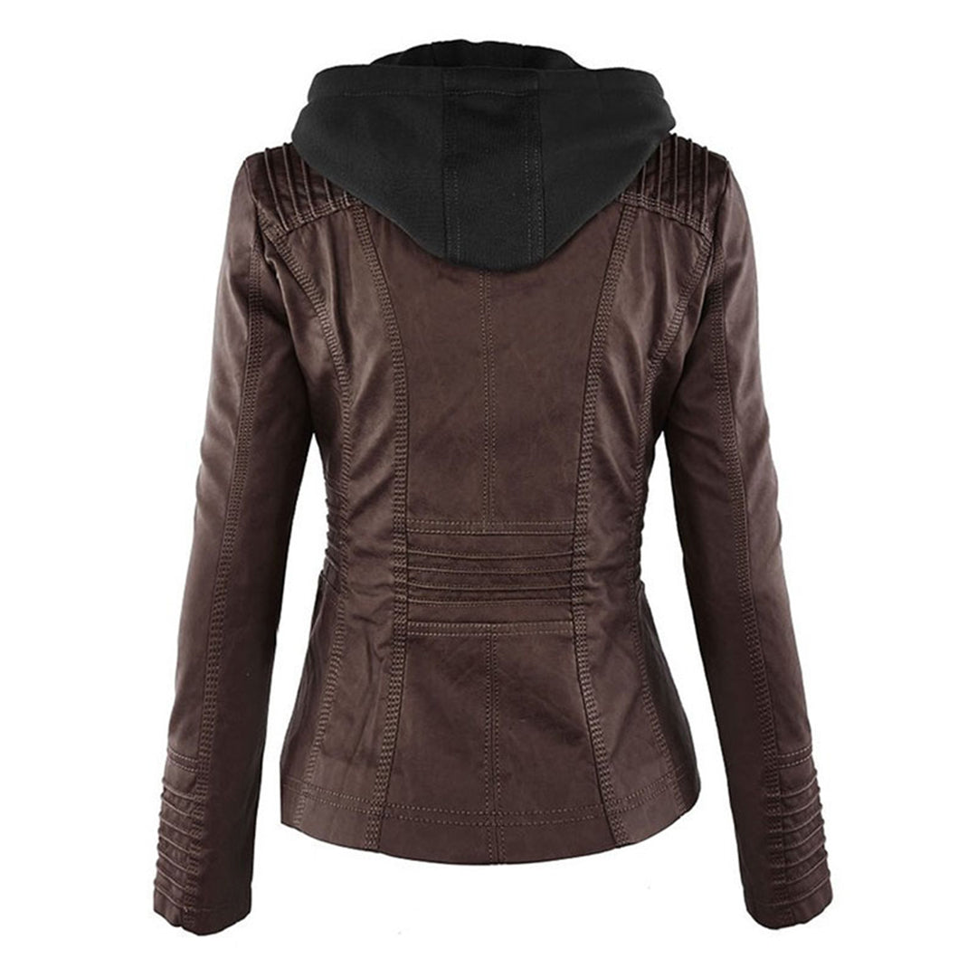 MP | Fashionable Leather Jacket with Hood