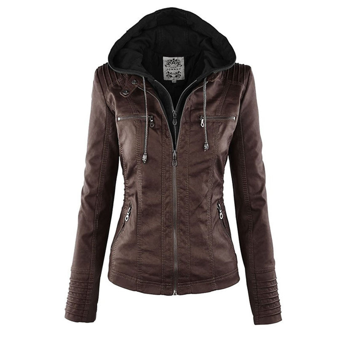 MP | Fashionable Leather Jacket with Hood