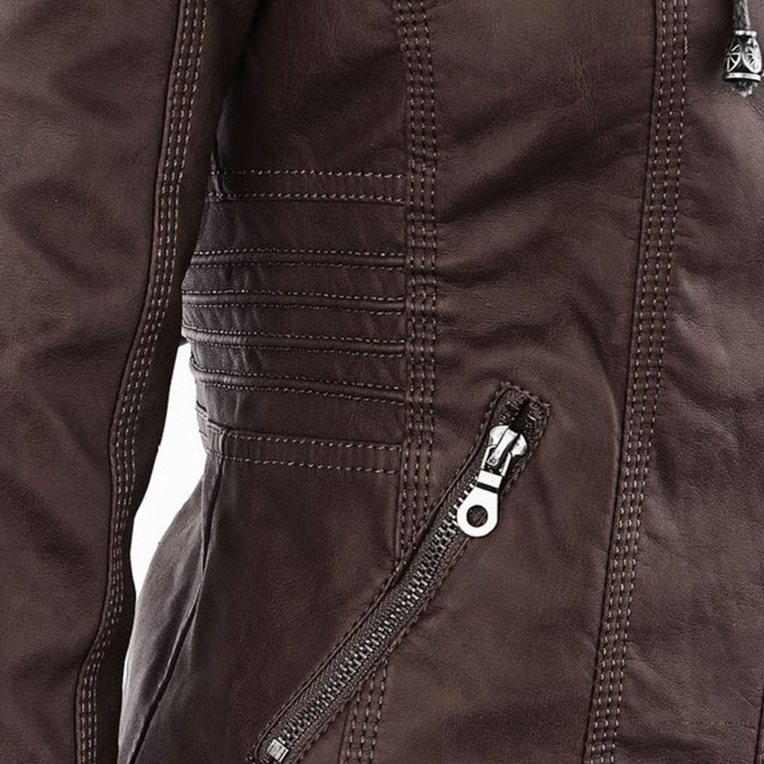 MP | Fashionable Leather Jacket with Hood