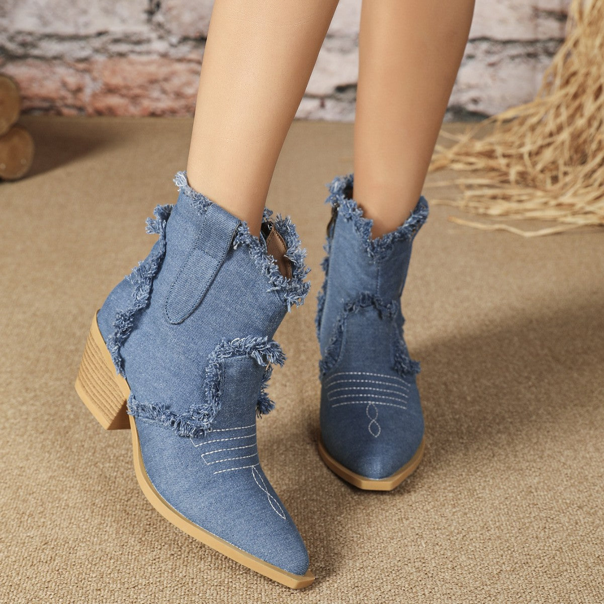 Denim Heeled Boots