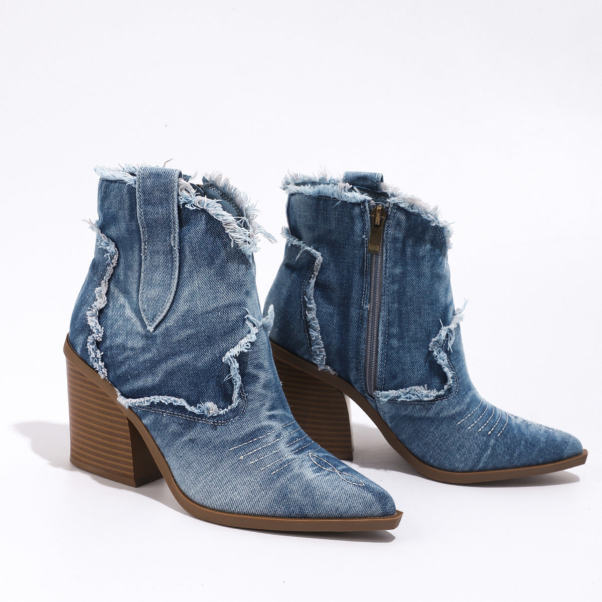 Denim Heeled Boots