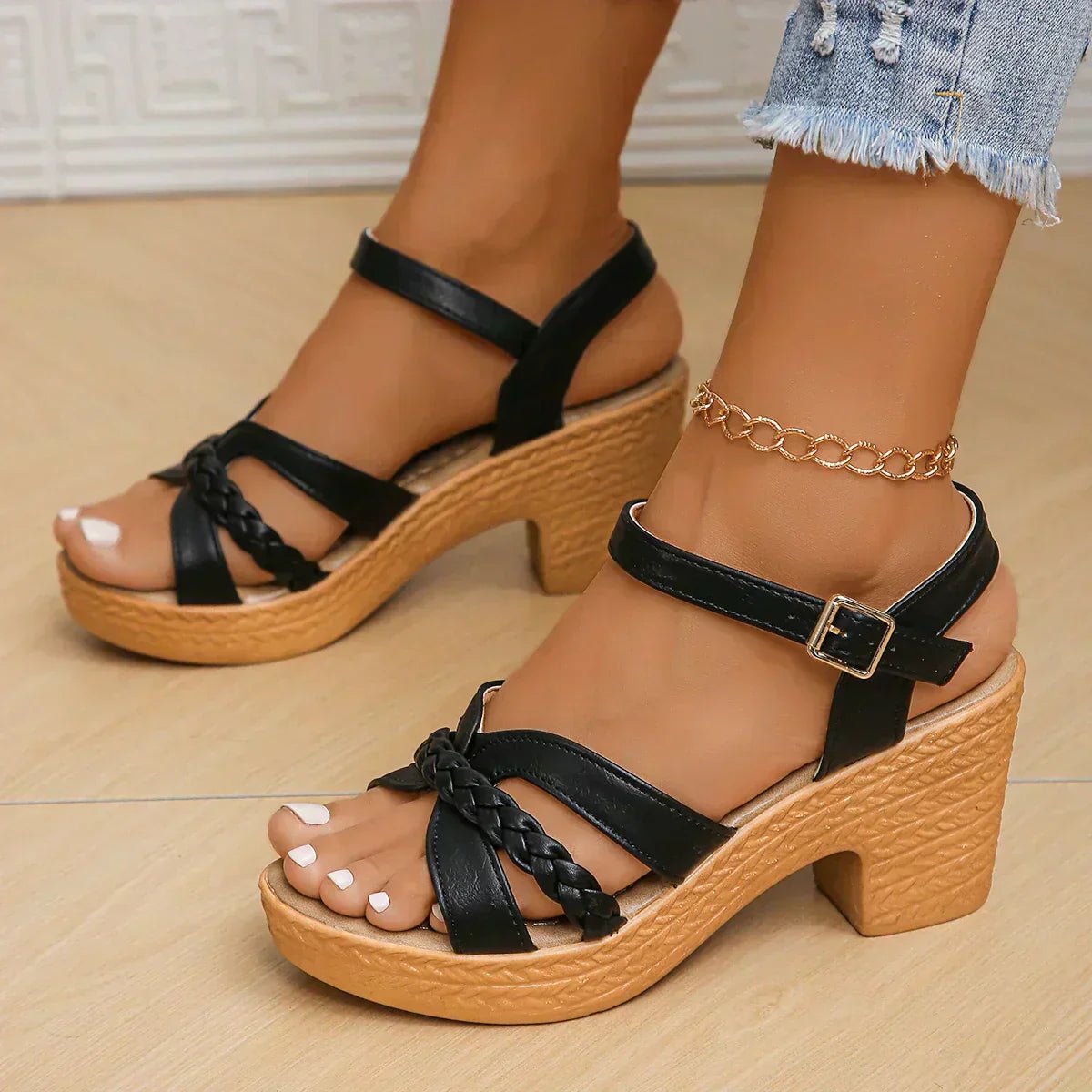 BRAIDED STRAP PLATFORM SANDALS - Liam & Ivy