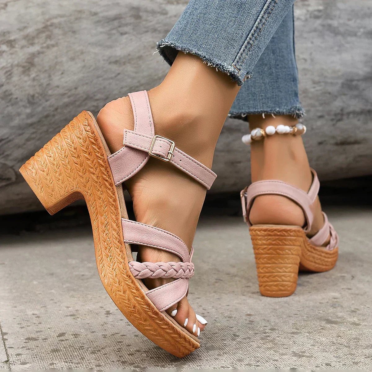 BRAIDED STRAP PLATFORM SANDALS - Liam & Ivy