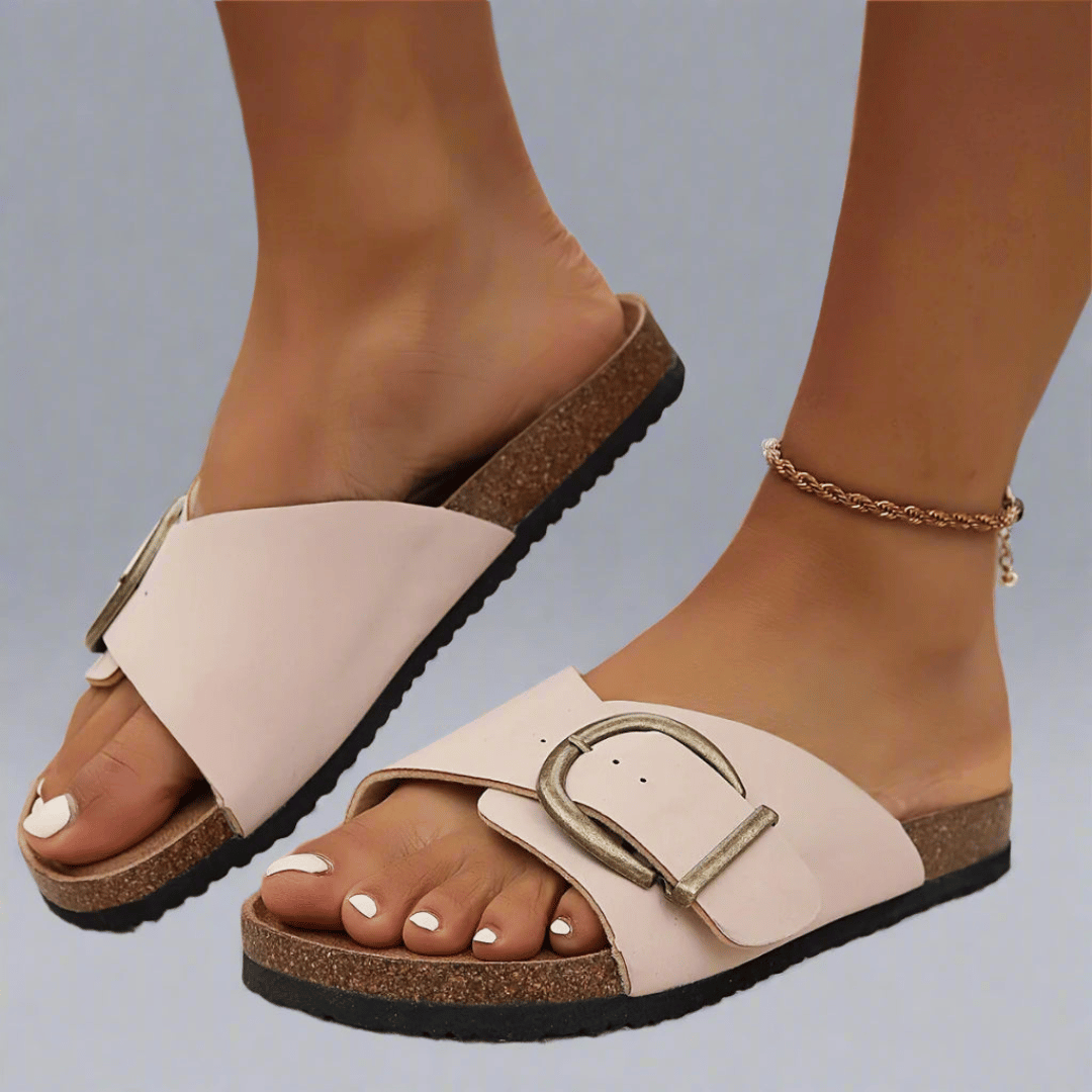 BUCKLE SLIDE SANDALS - Liam & Ivy