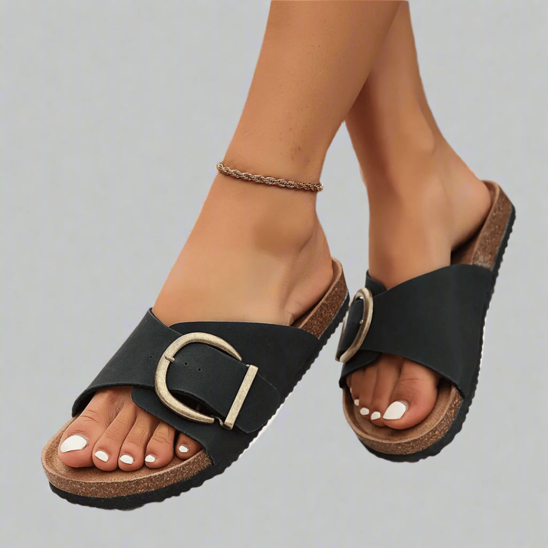 BUCKLE SLIDE SANDALS - Liam & Ivy