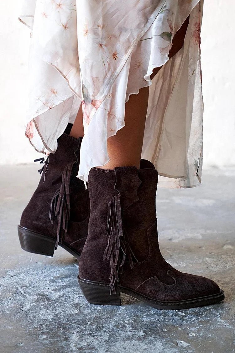 Camille™ | Suede Ankle Boots with Fringe - Liam & Ivy