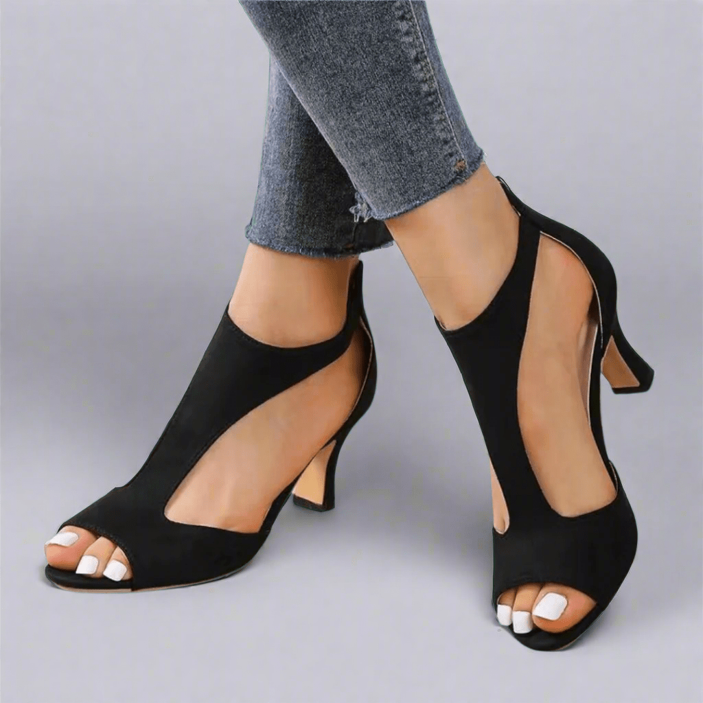 CUTOUT PEEP TOE HEELS - Liam & Ivy