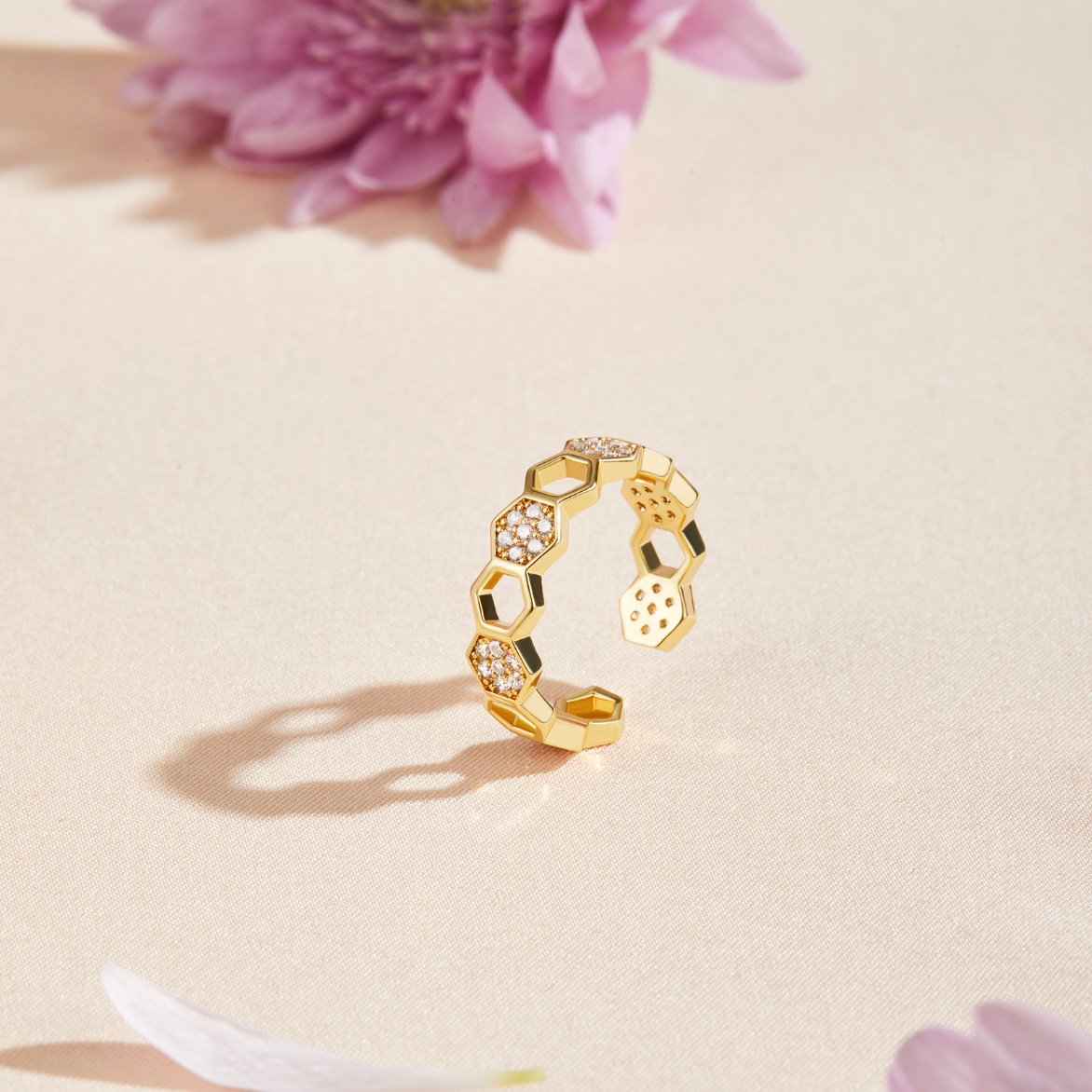 Bee - Gold and Crystal Ring