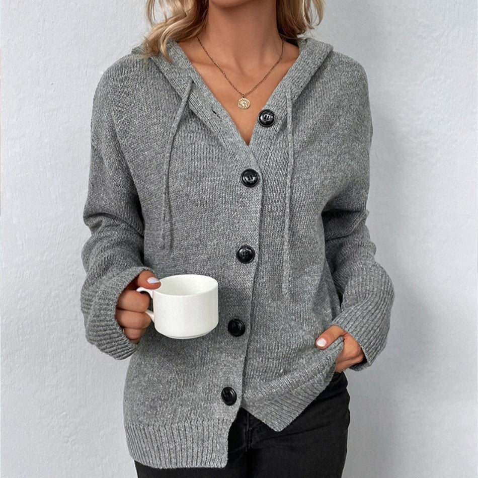Laurence | Hooded Cardigan with Buttons - Liam & Ivy