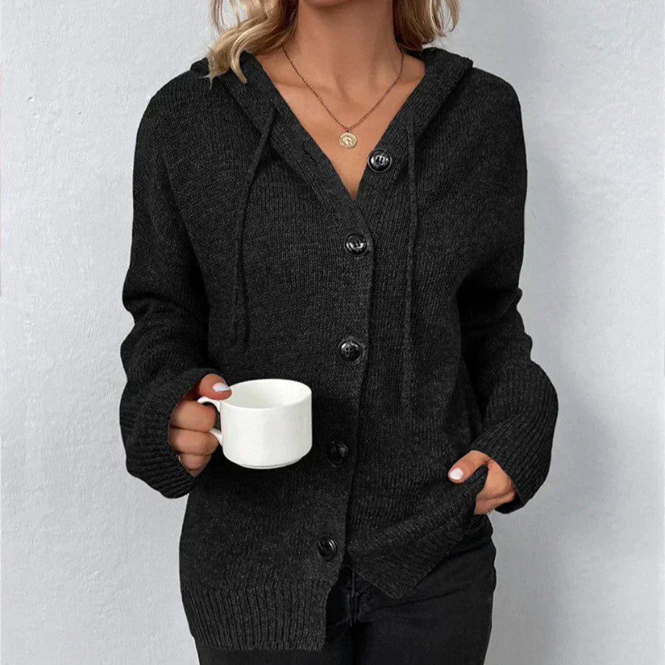 Laurence | Hooded Cardigan with Buttons - Liam & Ivy