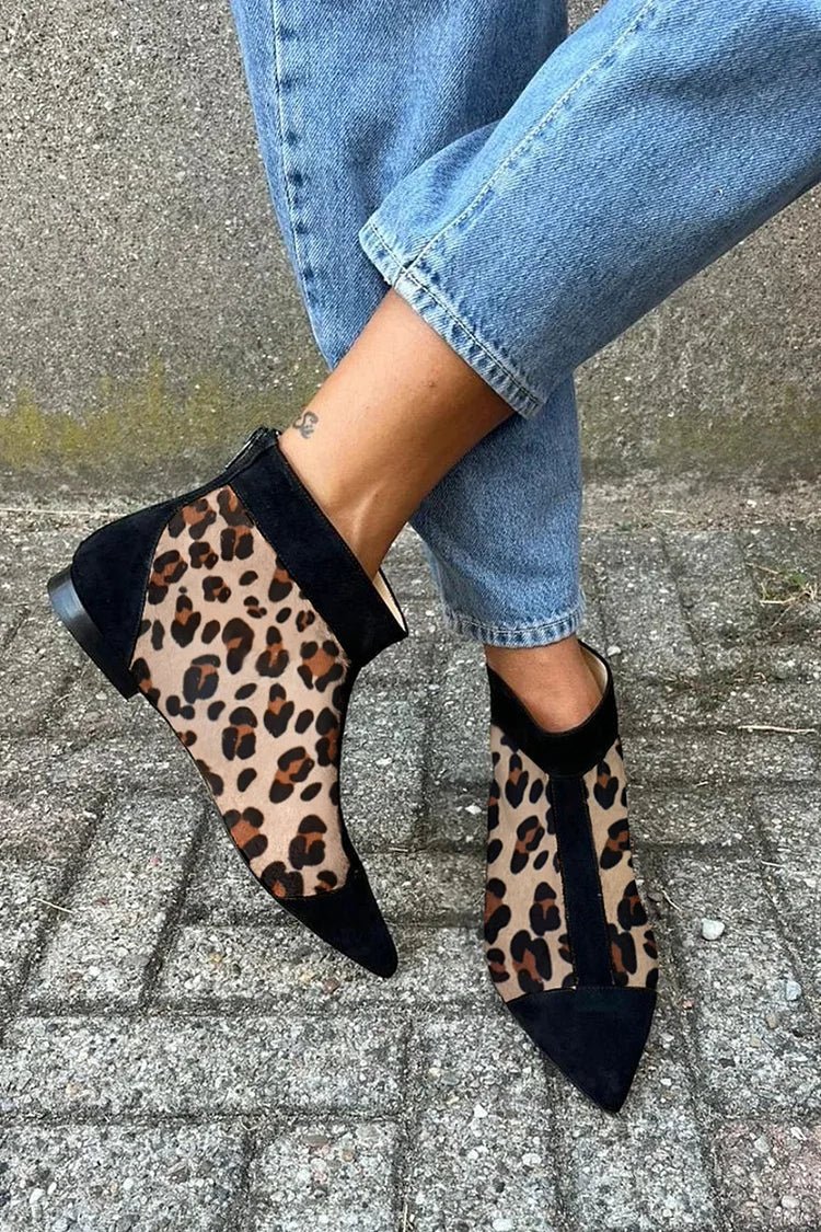 LEOPARD PRINT ANKLE BOOT WITH POINTED TOE - Liam & Ivy