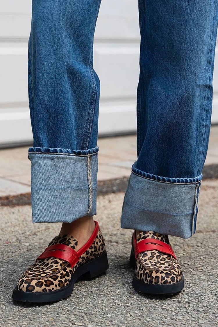 LEOPARD PRINT LOAFER WITH RED DETAIL - Liam & Ivy