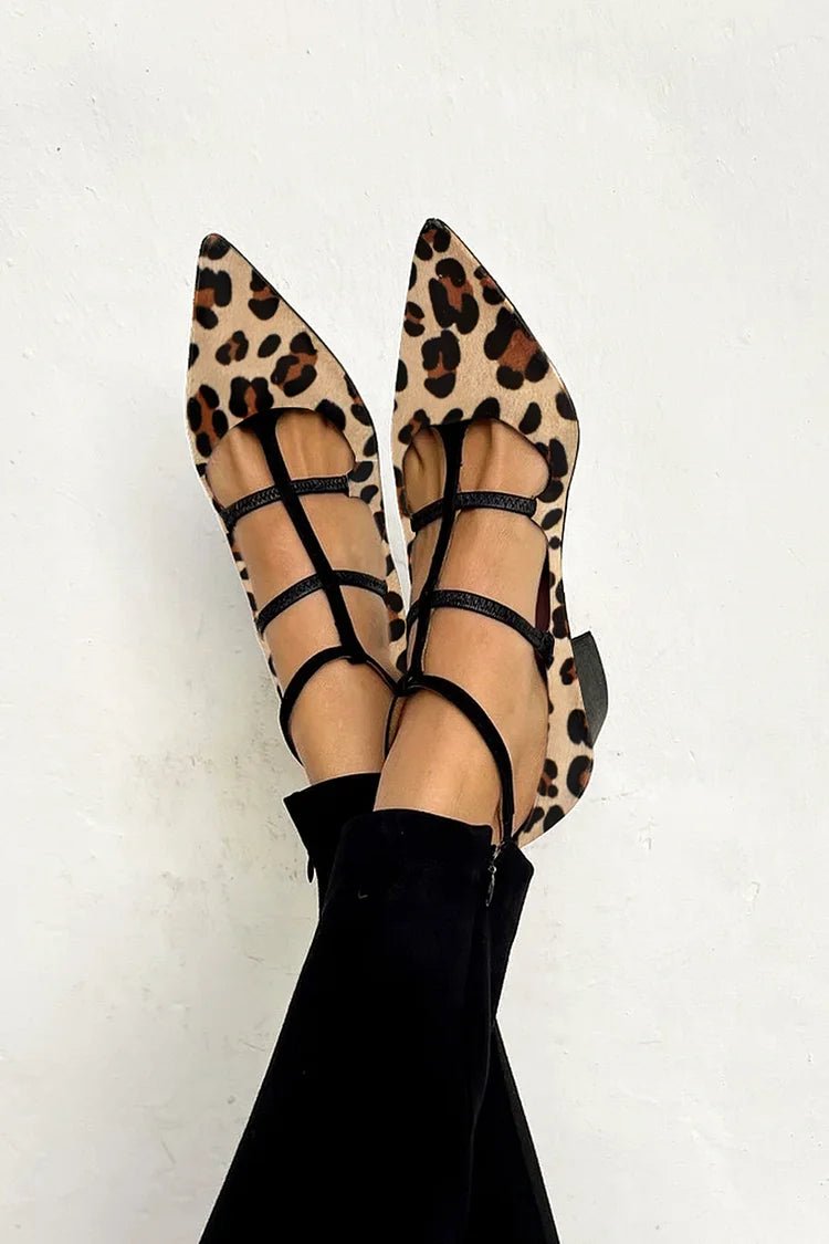LEOPARD STRAP BALLET HEELS - Liam & Ivy