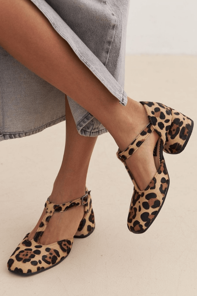 LEOPARD T - STRAP BLOCK HEELS - Liam & Ivy