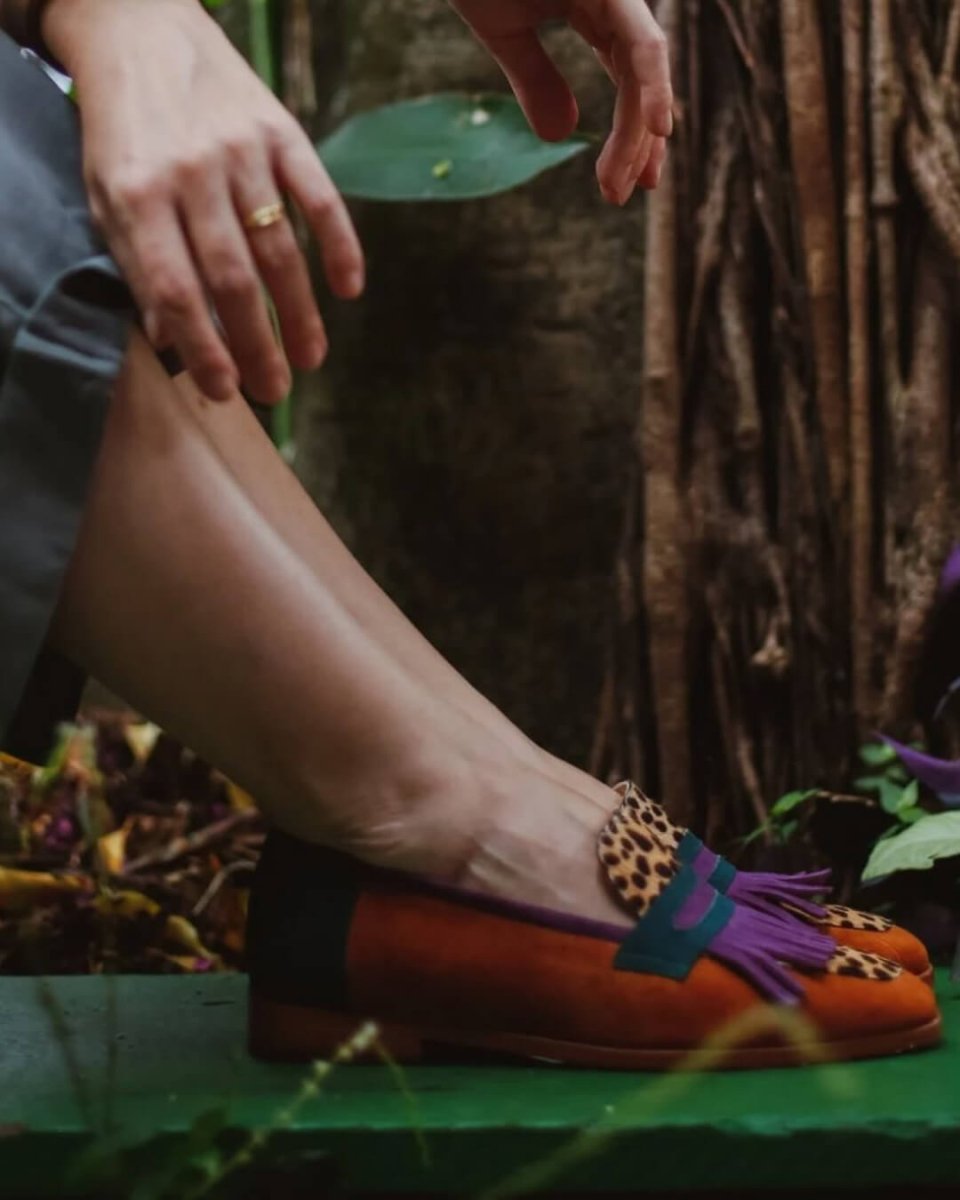 LOAFER WITH FRINGES AND ANIMAL PRINT - Liam & Ivy