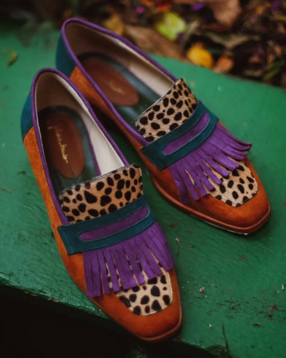 LOAFER WITH FRINGES AND ANIMAL PRINT - Liam & Ivy