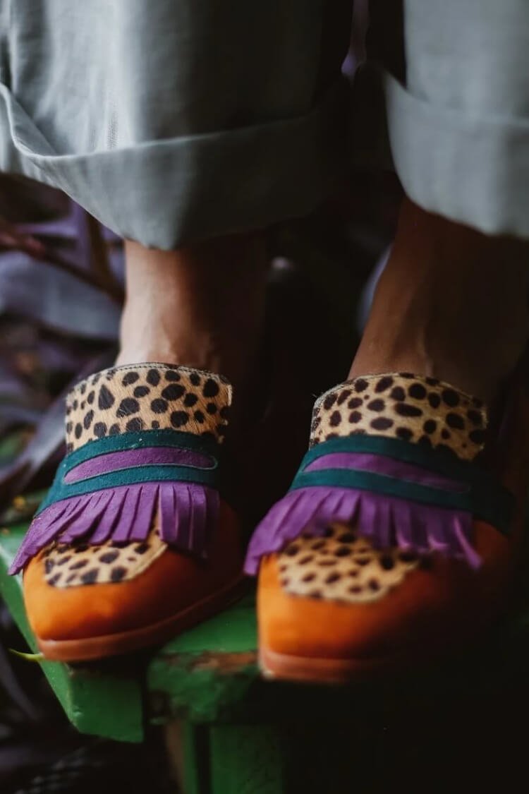LOAFER WITH FRINGES AND ANIMAL PRINT - Liam & Ivy