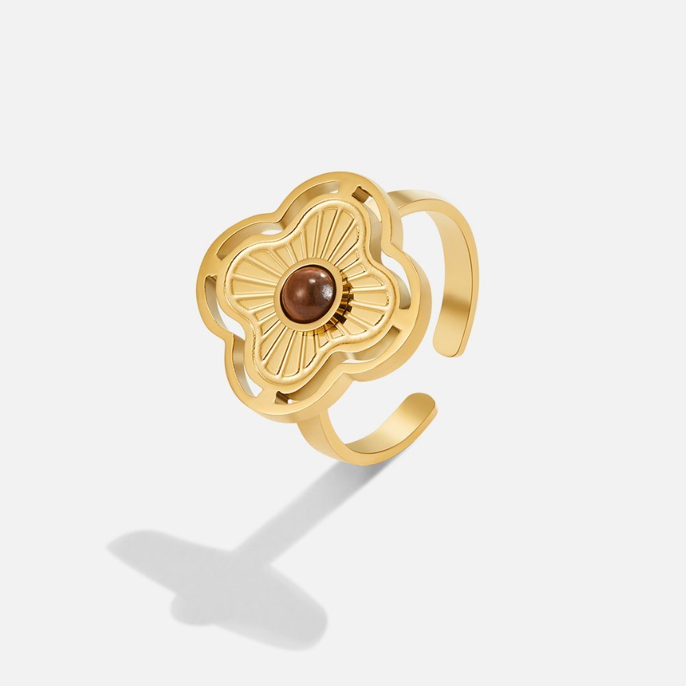 Lucky Flower Ring in Tiger's Eye - Liam & Ivy
