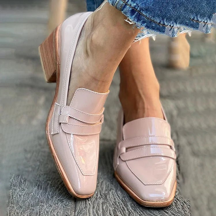 MOCASSINS WITH WIDE HEEL SHINY - Liam & Ivy
