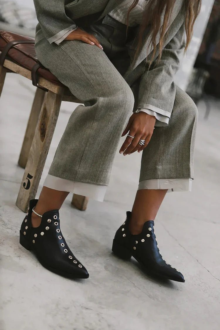 POINTED STUDDED ANKLE BOOT - Liam & Ivy