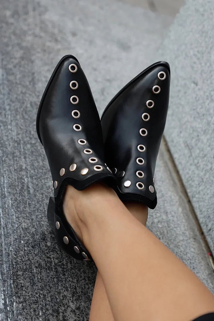 STUDDED ANKLE BOOT WITH WIDE HEEL - Liam & Ivy