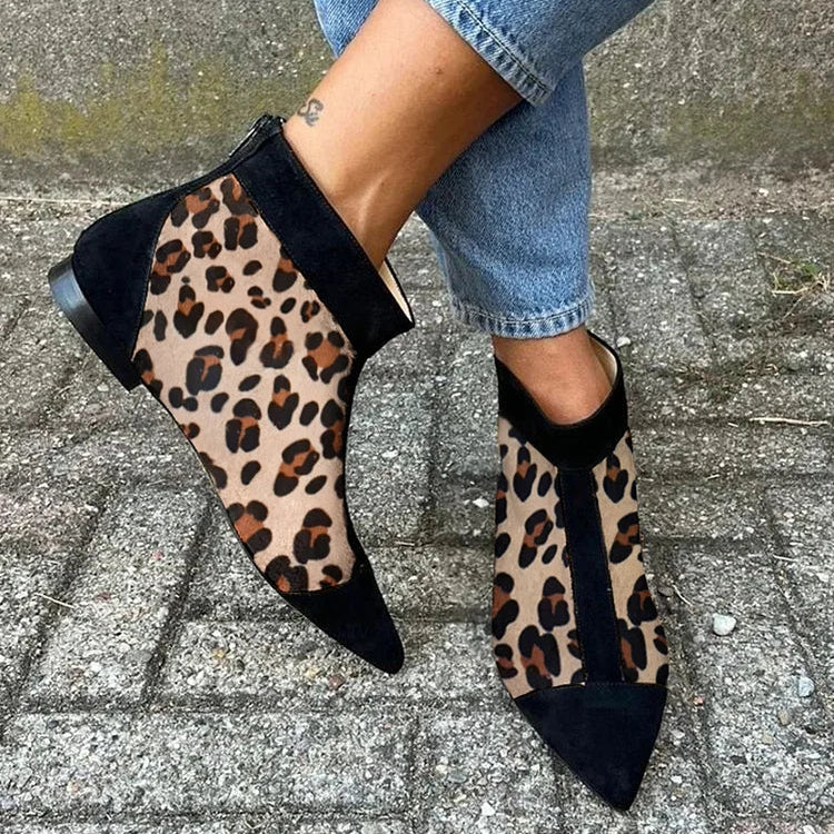 Lily | Leopard Print Ankle Boot With Pointed Toe