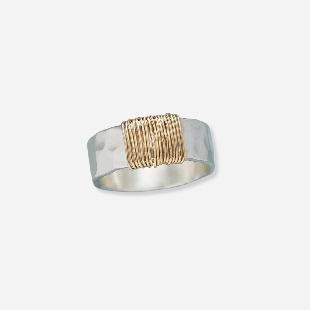 Silver Ring with Vintage Gold Wire