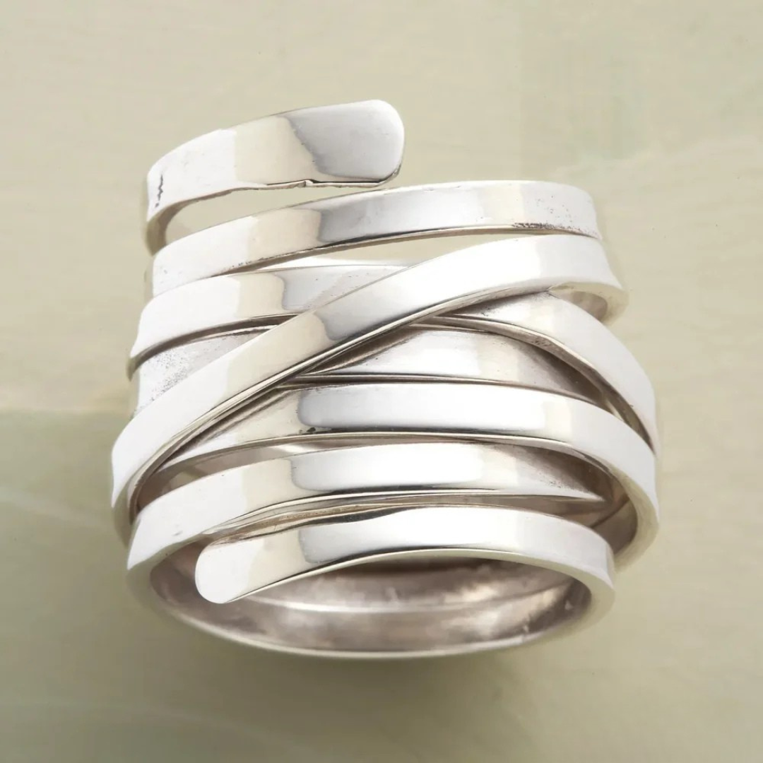 Vintage Thick Layer Ring in Silver