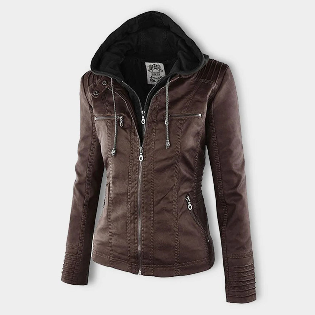 MP | Fashionable Leather Jacket with Hood