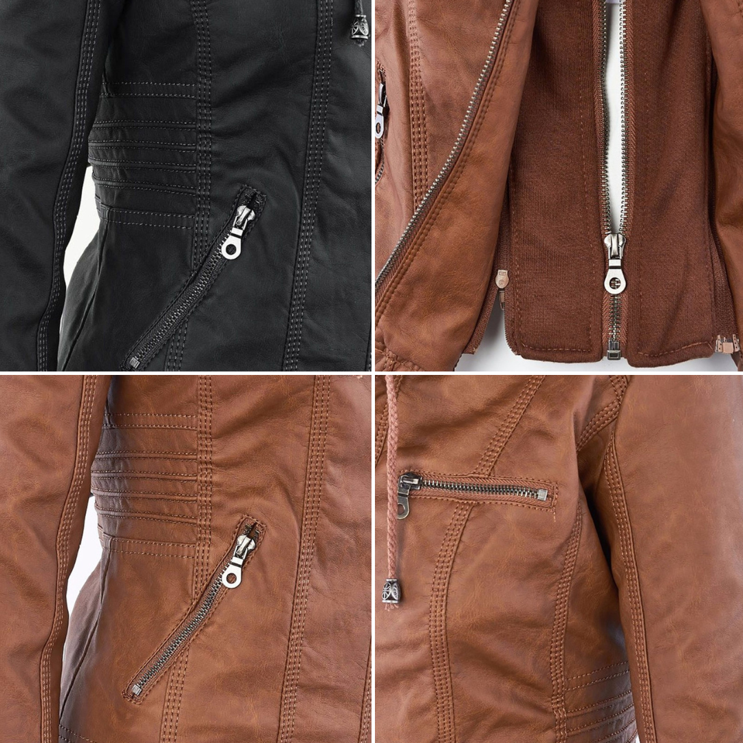 MP | Fashionable Leather Jacket with Hood