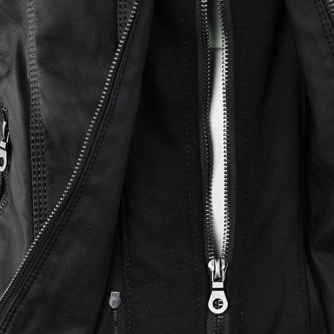 MP | Fashionable Leather Jacket with Hood