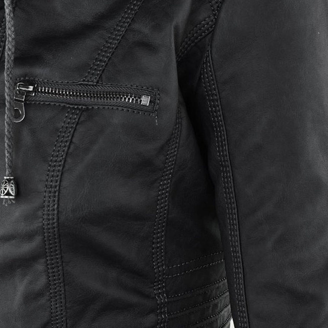 MP | Fashionable Leather Jacket with Hood