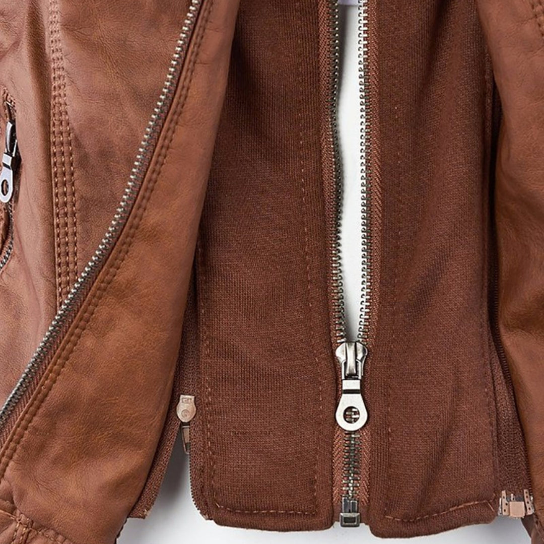 MP | Fashionable Leather Jacket with Hood