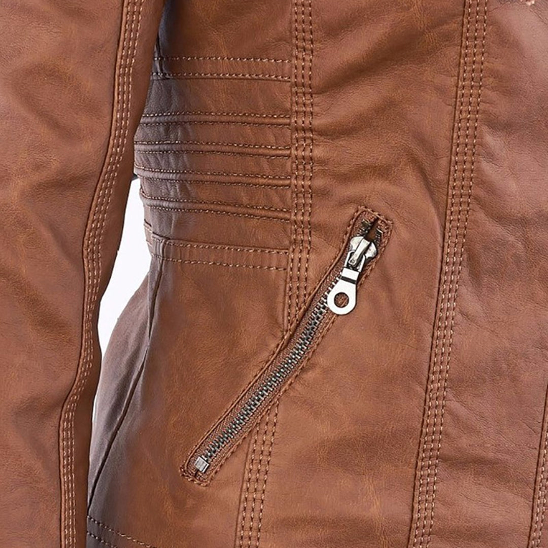 MP | Fashionable Leather Jacket with Hood