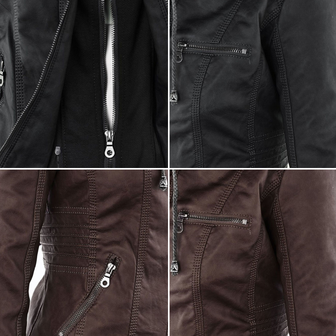 MP | Fashionable Leather Jacket with Hood