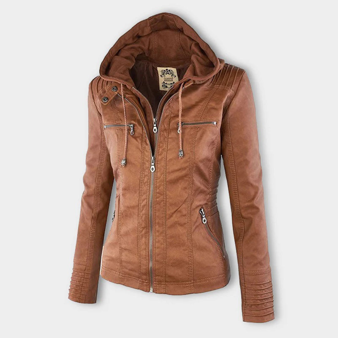 MP | Fashionable Leather Jacket with Hood