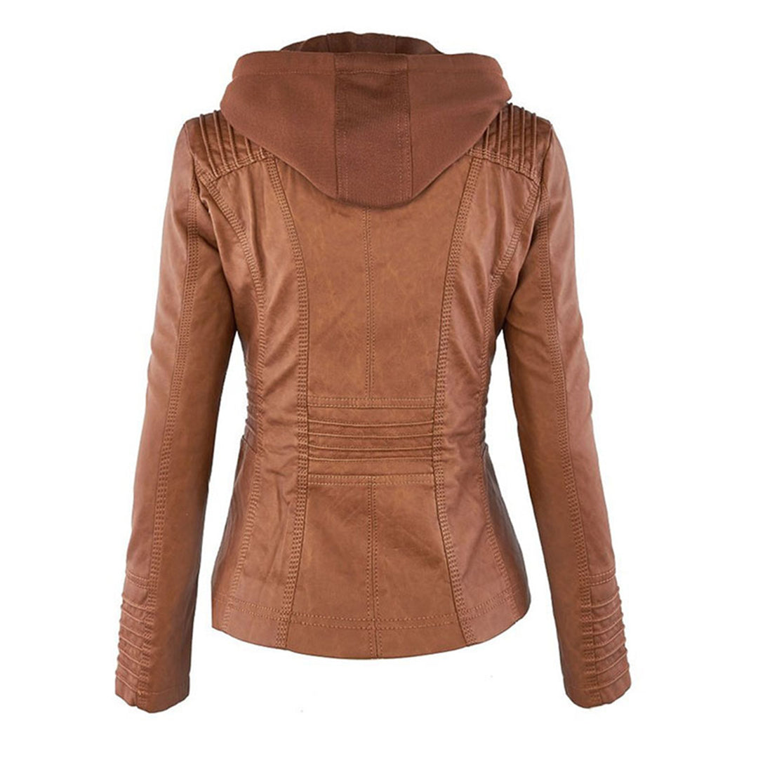 MP | Fashionable Leather Jacket with Hood
