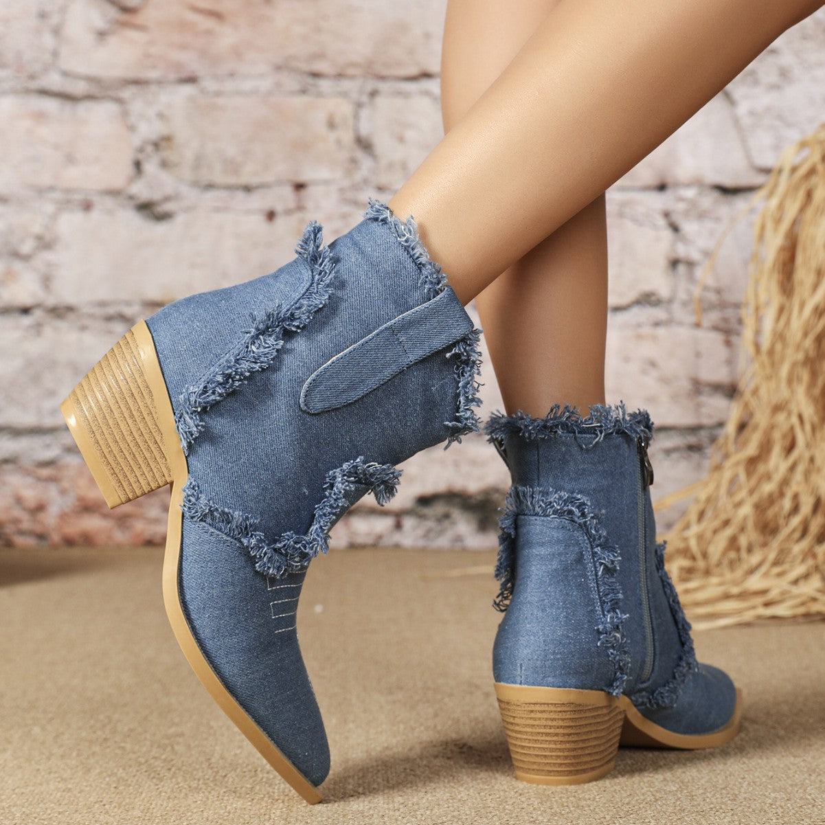 Denim Heeled Boots