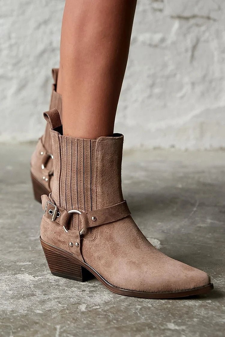 Anaïs™ | Western Suede Ankle Boots - Liam & Ivy