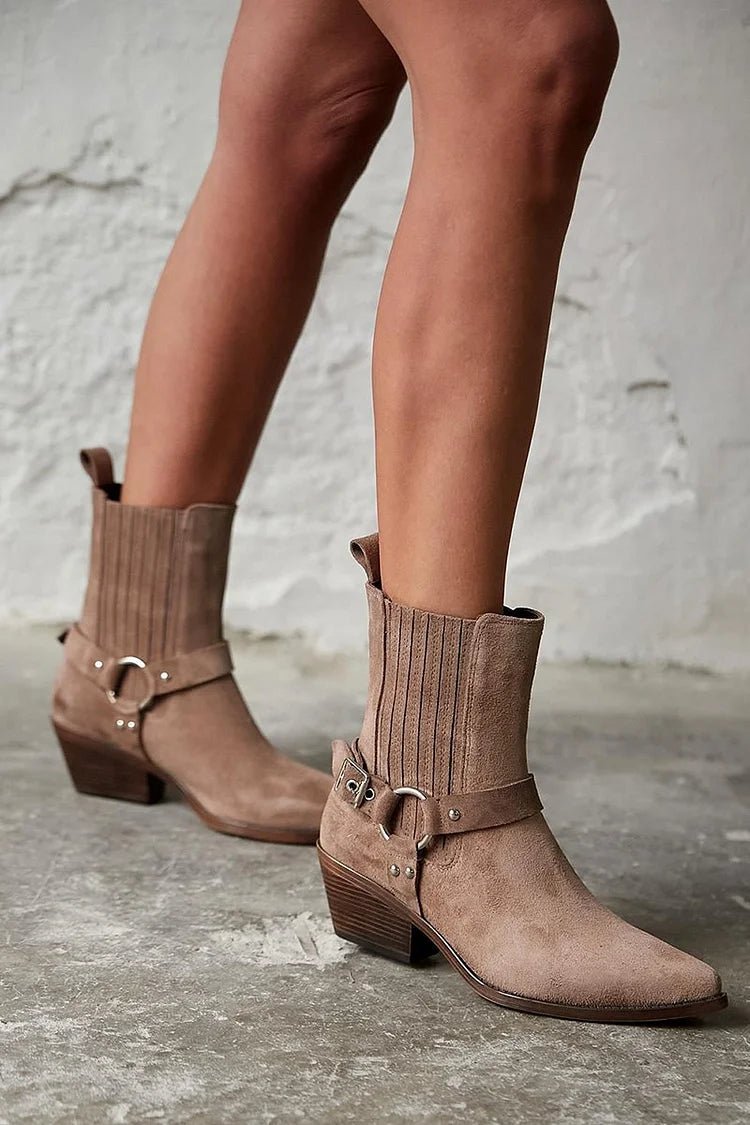 Anaïs™ | Western Suede Ankle Boots - Liam & Ivy