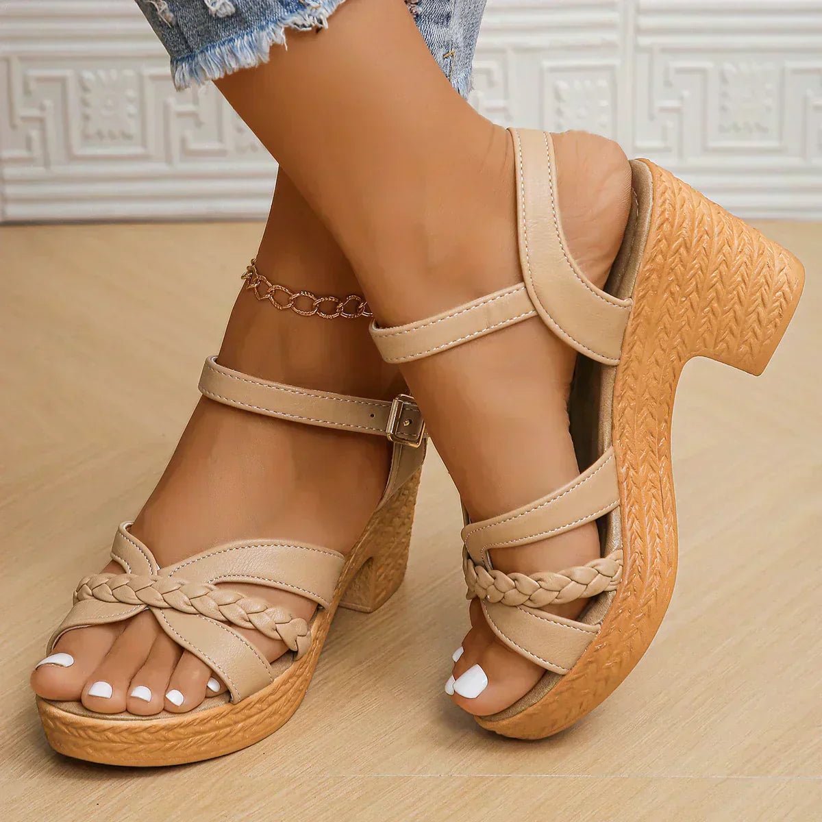 BRAIDED STRAP PLATFORM SANDALS - Liam & Ivy
