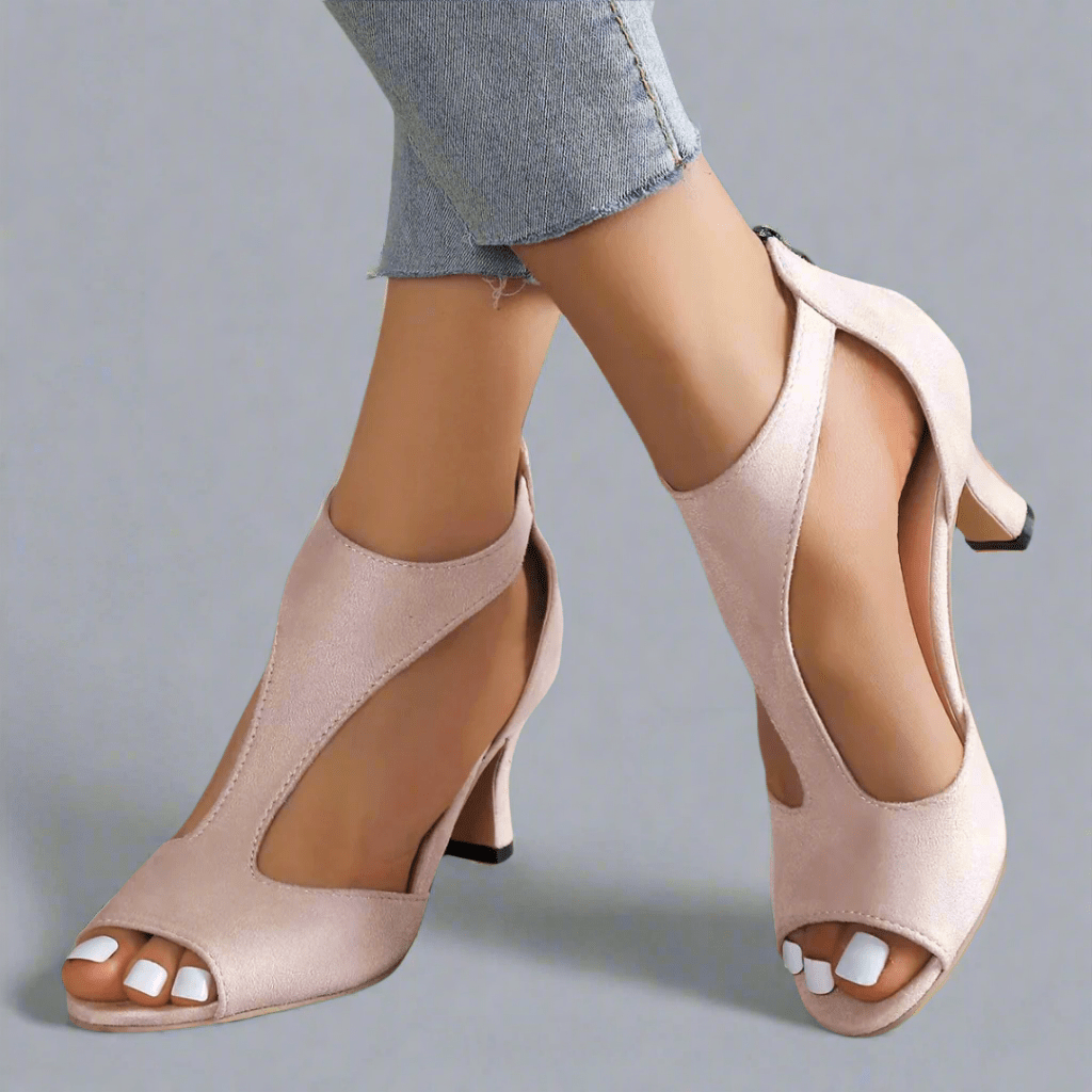 CUTOUT PEEP TOE HEELS - Liam & Ivy