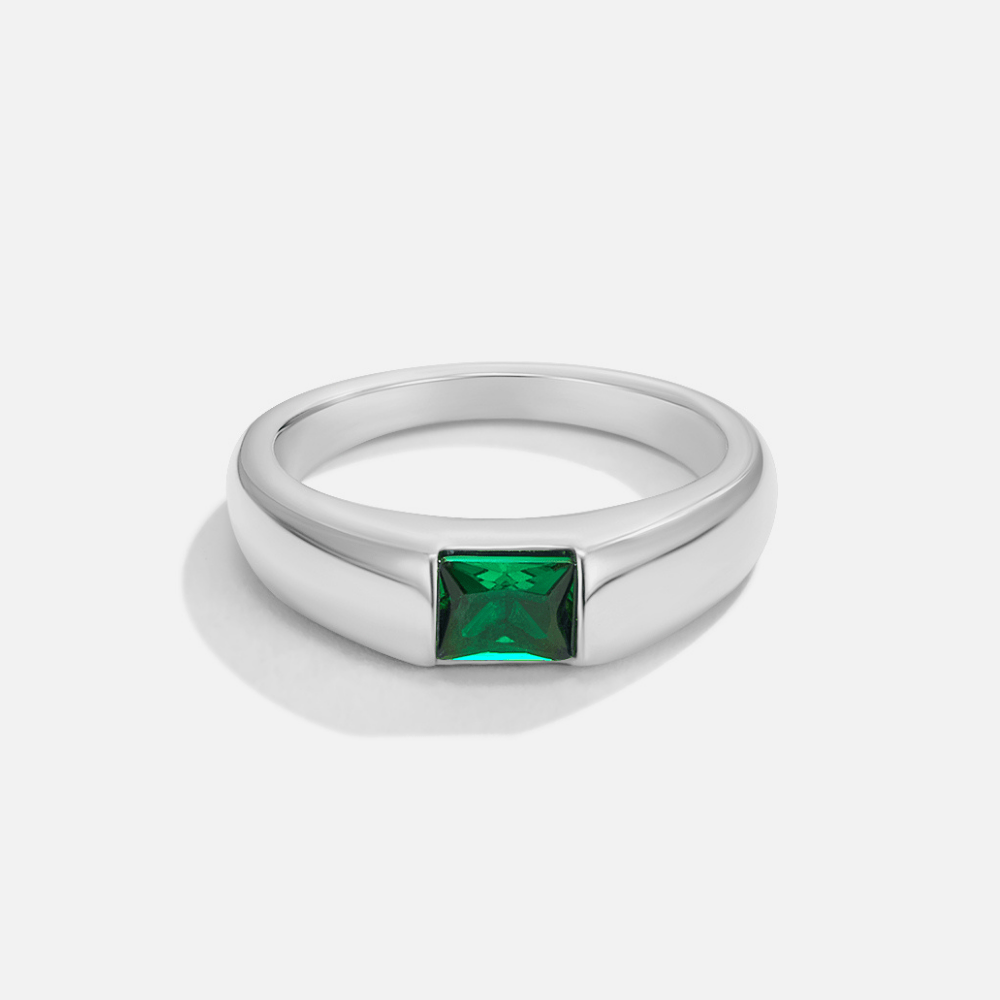 Ember & Emerald Silver Ring